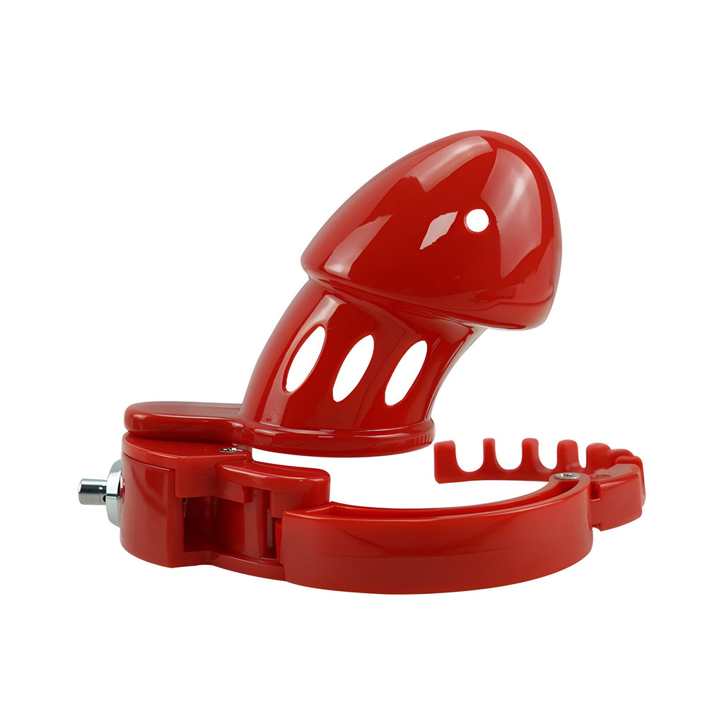 Red ABS Plastic Adjustable Ring Cock Cage Chastity Cage by Metal Pleasure Play
