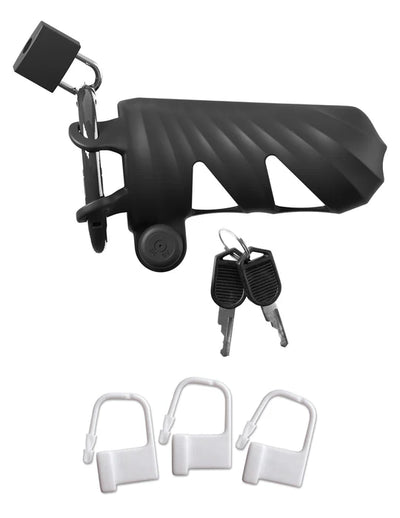 Remote-Controlled Vibrating Cock Blocker Cock Cage by Fantasy C-Ringz