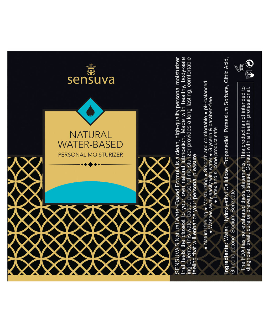 Sensuva Natural Water Based Lubricant - 4 oz