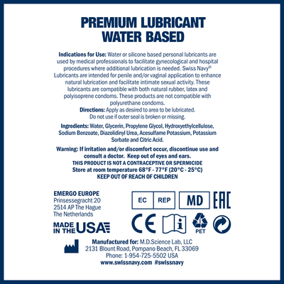 Swiss Navy Premium Water Based Lubricant - 8 oz