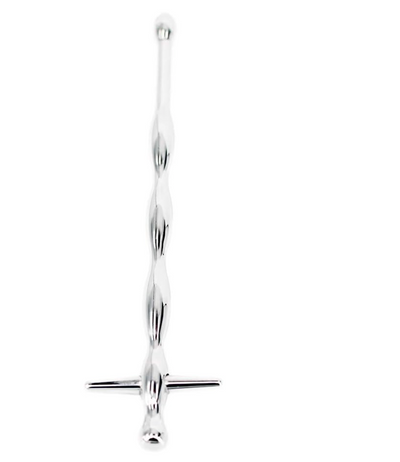 STAINLESS STEEL WAVY CROSS TOP URETHRAL SOUND PENIS PLUG