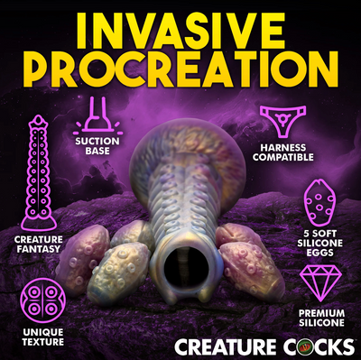 Deep Invader, tentacle dildo, creature cocks, ovipositor dildo, fantasy dildos, dildo, alien dildo, fantasy sexy toys, mythical sexy toys, mythical dildos, harness dildo, suction cup dildo, female sex toy, adult fantasy play