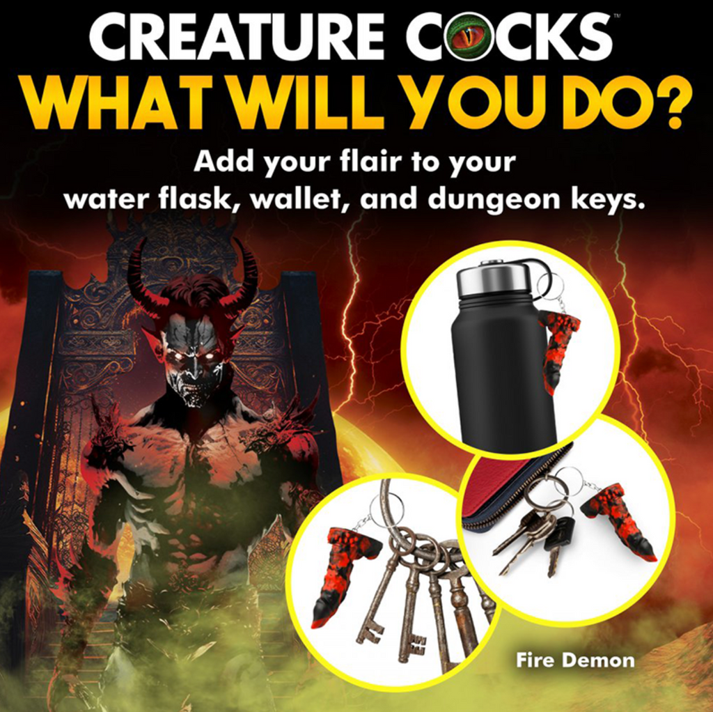 THE CREATURE COCKS FIRE DEMON DONG KEYCHAIN