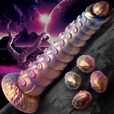 Deep Invader, tentacle dildo, creature cocks, ovipositor dildo, fantasy dildos, dildo, alien dildo, fantasy sexy toys, mythical sexy toys, mythical dildos, harness dildo, suction cup dildo, female sex toy, adult fantasy play