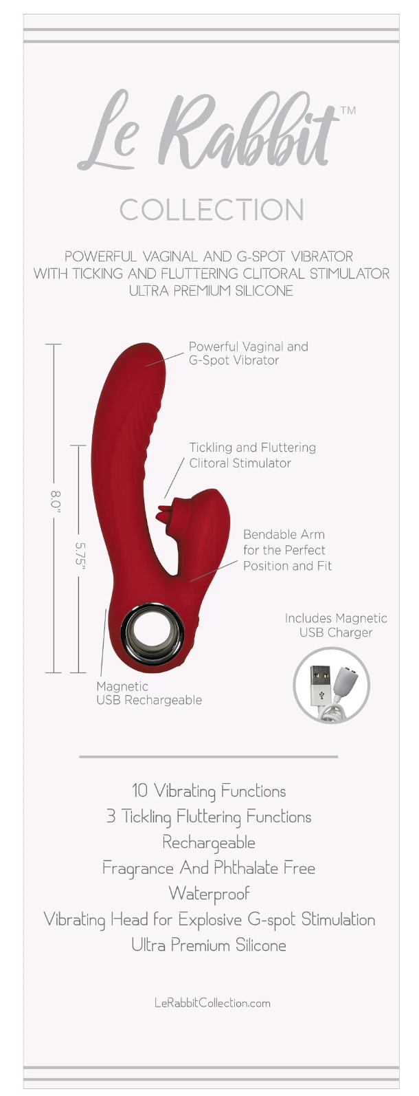 THE LE RABBIT DUAL ACTION VIBRATOR - RED THE LE RABBIT DUAL ACTION VIBRATOR - RED