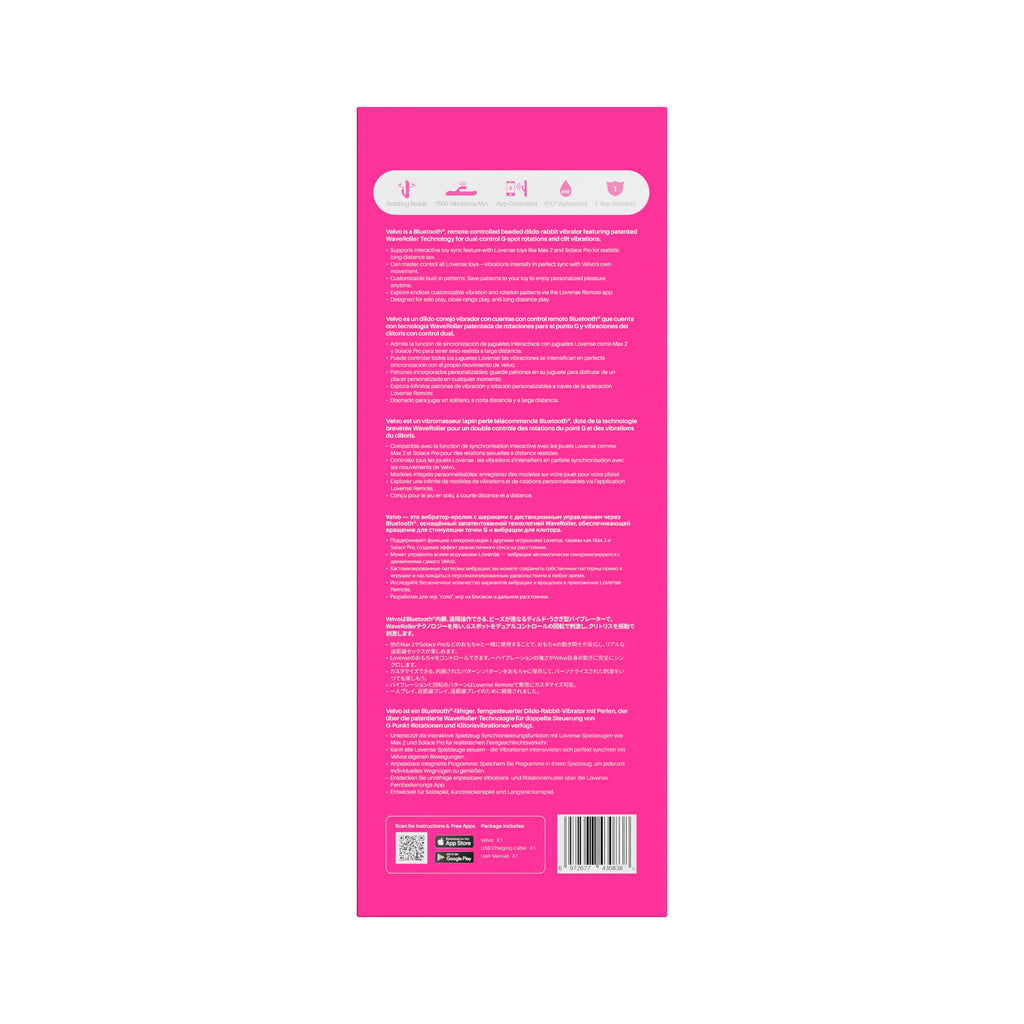 Lovense Velvo Rolling Bead Rabbit Vibrator with Dual Control & App Syn