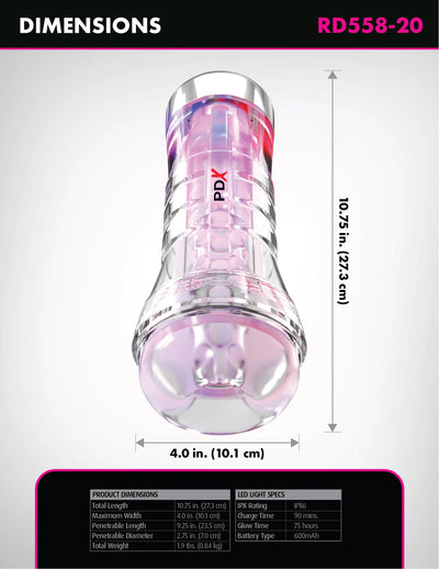 ViewTube XXL See-Thru LED Stroker Masturbator by PDX Elite