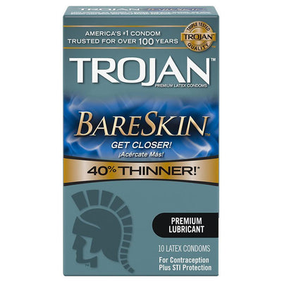 Trojan Sensitivity Bareskin Premium Lubricant Condoms - 10 pk