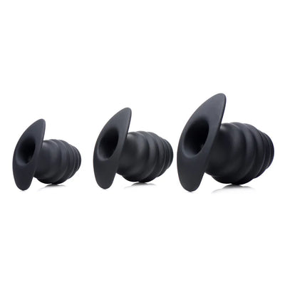 Hive Ass Silicone Ribbed Hollow Anal Plug in Small