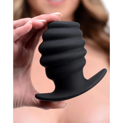 Hive Ass Silicone Ribbed Hollow Anal Plug in Large