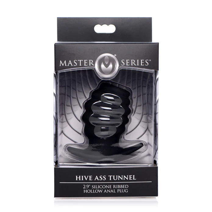 Hive Ass Silicone Ribbed Hollow Anal Plug in Small