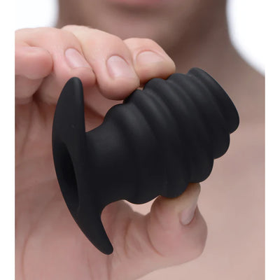 Hive Ass Silicone Ribbed Hollow Anal Plug in Small