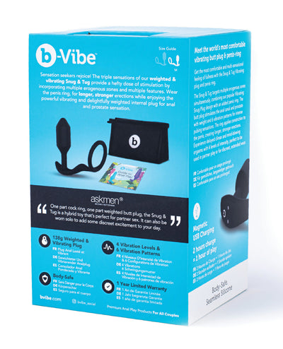 b-Vibe Snug & Tug Weighted Silicone Plug & Penis Ring - Medium