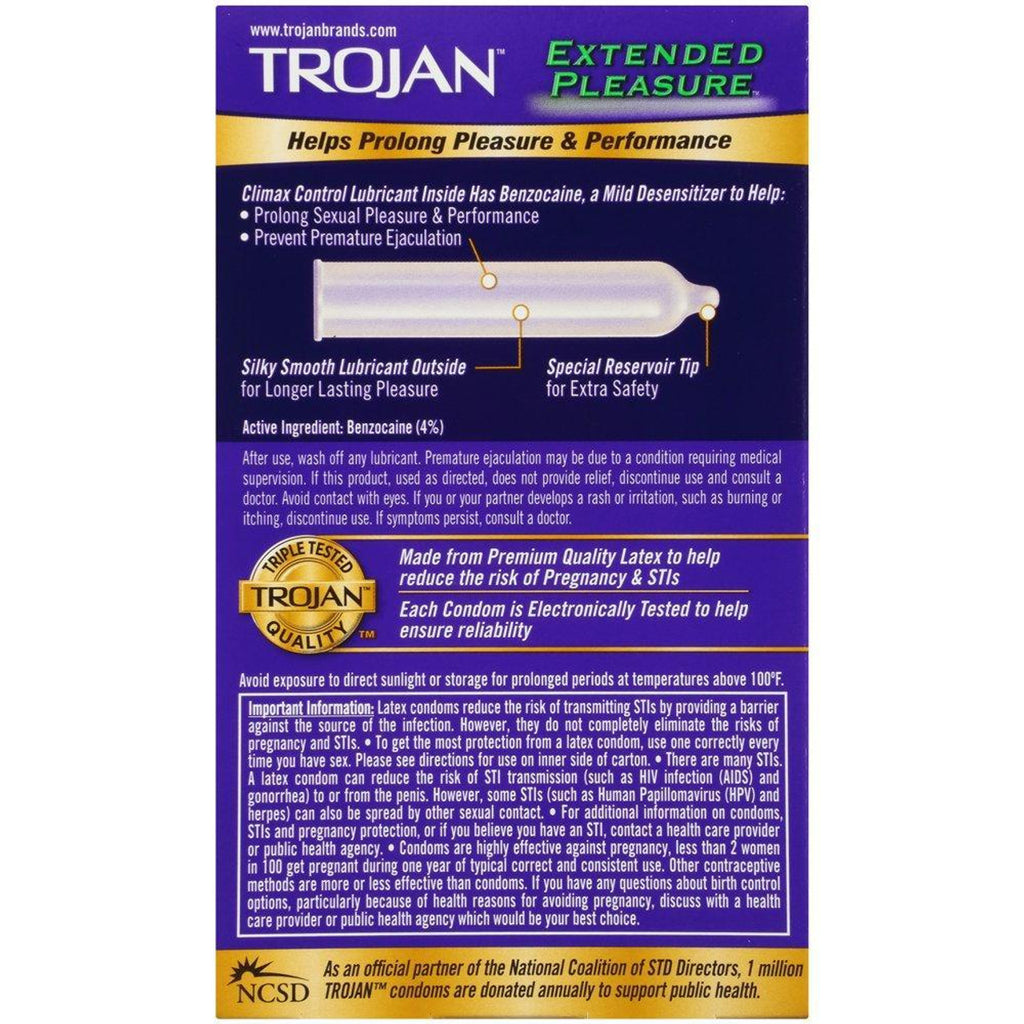 Trojan Extended Pleasure Lubricated Condoms - 12 pk
