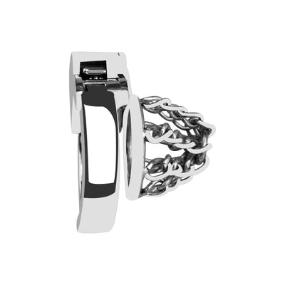 Chained Adjustable Ring Metal Cock Cage by Metal Pleasure Play