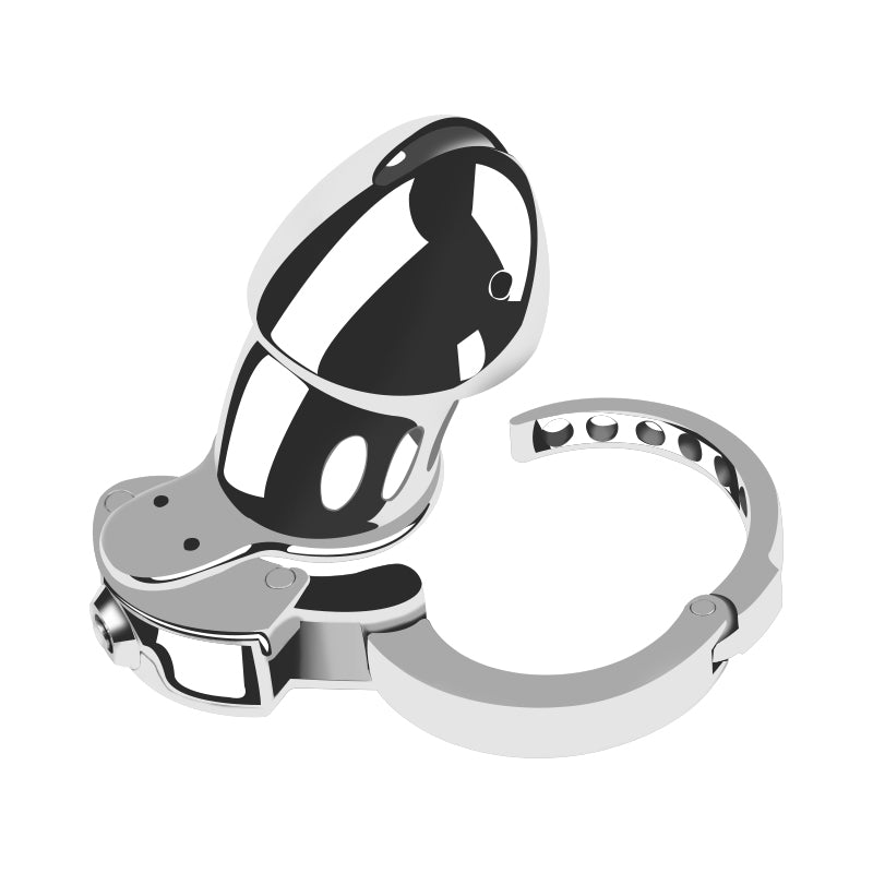 Silver Knight Adjustable Ring Metal Chastity Cage Cock Cage 2.95