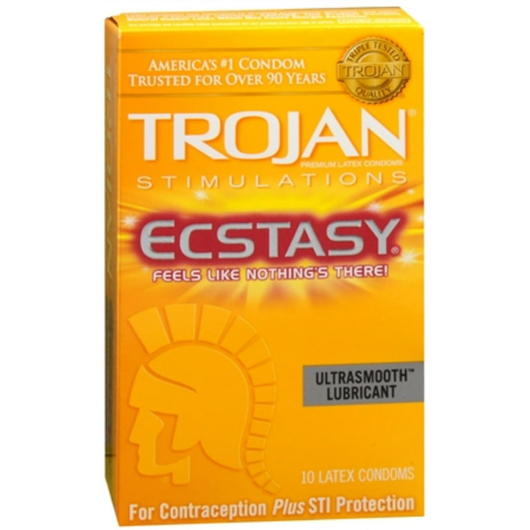 Trojan Ecstasy Lubricated Latex Condoms - 10 pk