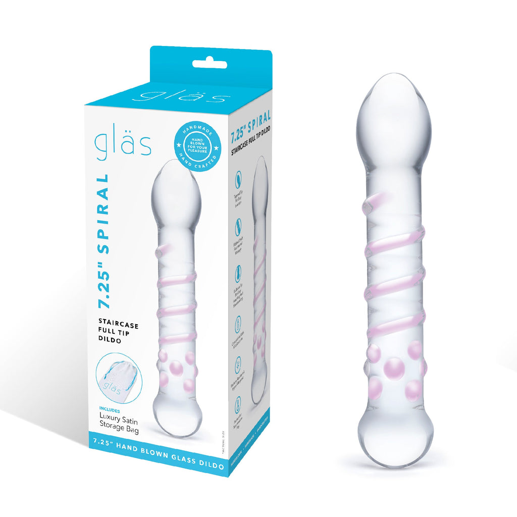 Gläs Spiral Staircase Full Tip Pink Dildo