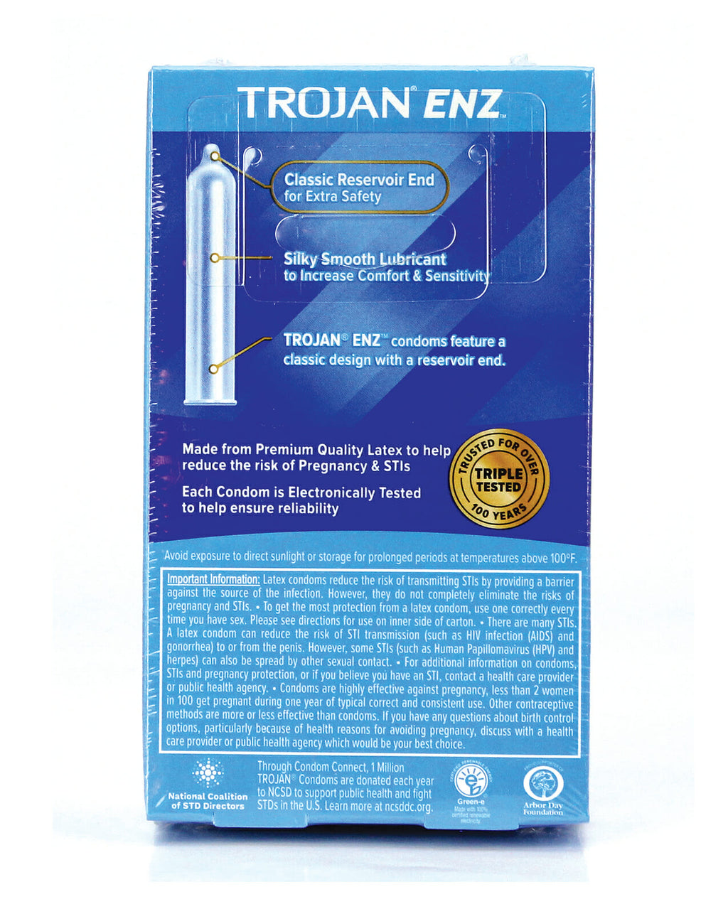TROJAN Enz Lubricated Latex Condoms - 12 pk