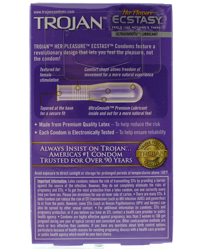 Trojan Her Pleasure Ecstasy Lubricated Condoms - 10 pc