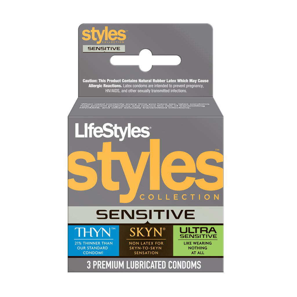 Lifestyles Styles Collection Sensitive Lubricated Condoms - 3 pk