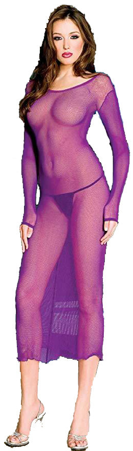 Long Sleeve Seamless Fishnet Dress