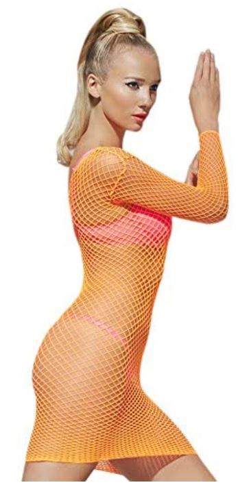 Neon Lattice Fishnet Dress
