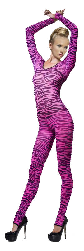 Hot Pink Zebra Print Bodysuit - O/S