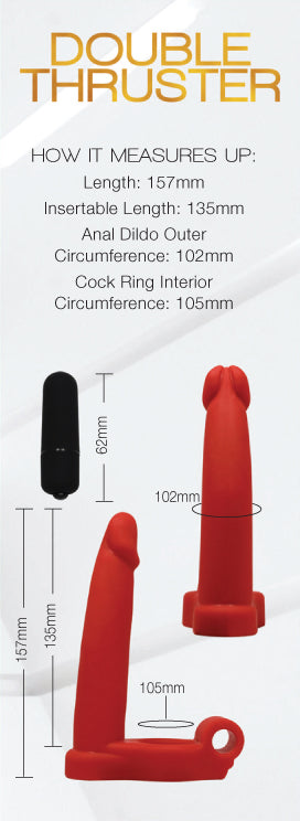 Double Thruster Red DP Cock Ring