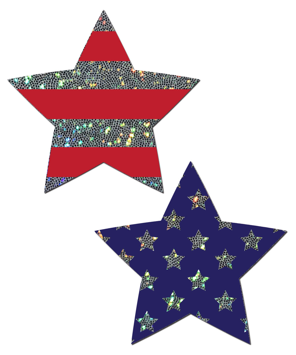 Stars & Stripes Patriotic Star Pasties - Glitter