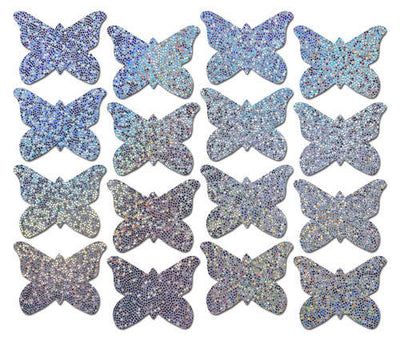 16 Mini Butterflies Pasties - Silver Glitter