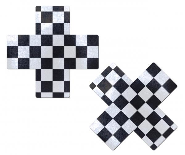 Checker Cross Pasties - Black/White