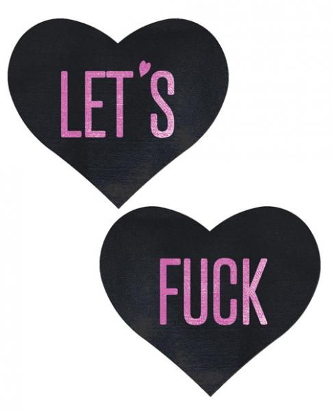 Let's Fuck Heart Pasties - Black/Pink