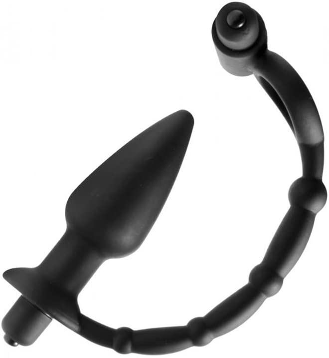 Master Series Viaticus Dual Cock Ring & Anal Plug Vibrator - Black