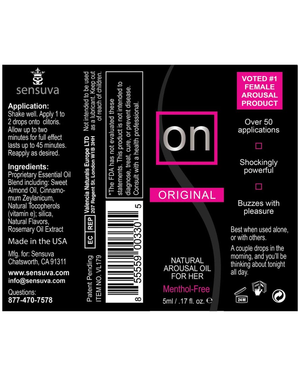 Sensuva On Original Female Arousal Oil - 5ml